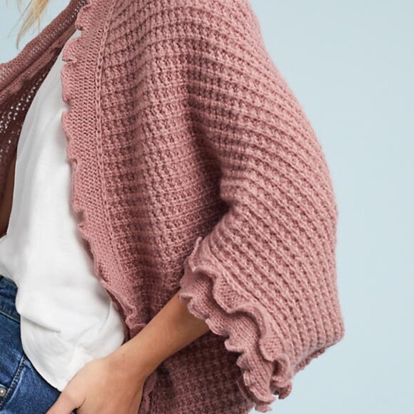 Anthropologie Dusty Rose Knit Cardigan - Picture 2 of 6